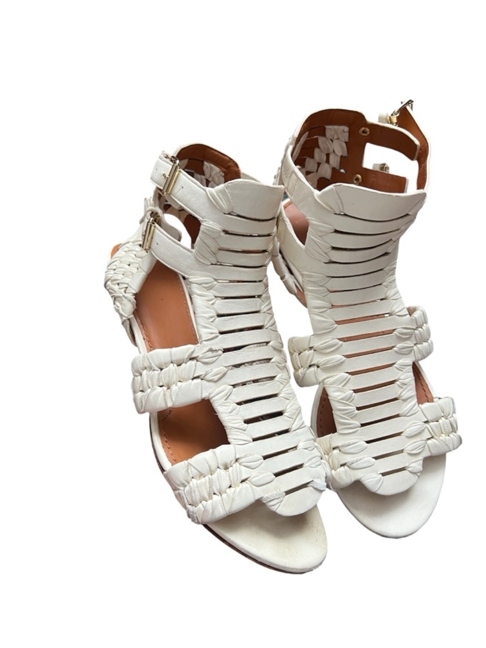 Givenchy White Braided Gladiator Sandals, size 36.5